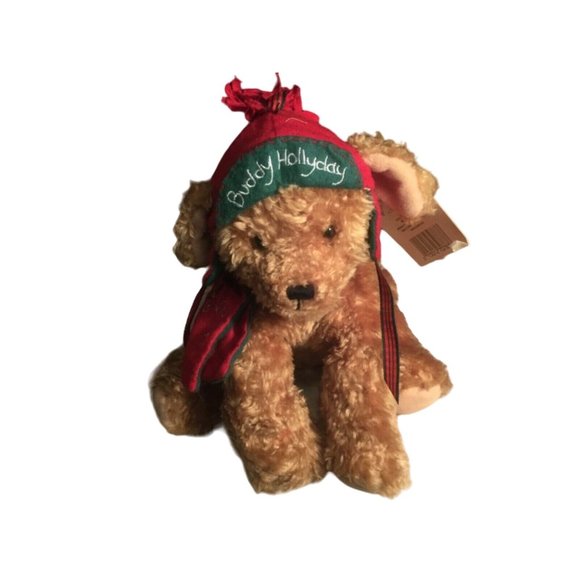 Hallmark Stuffed Plush Christmas “Buddy Hollyday” Brown Puppy Dog 9” - Picture 2 of 14